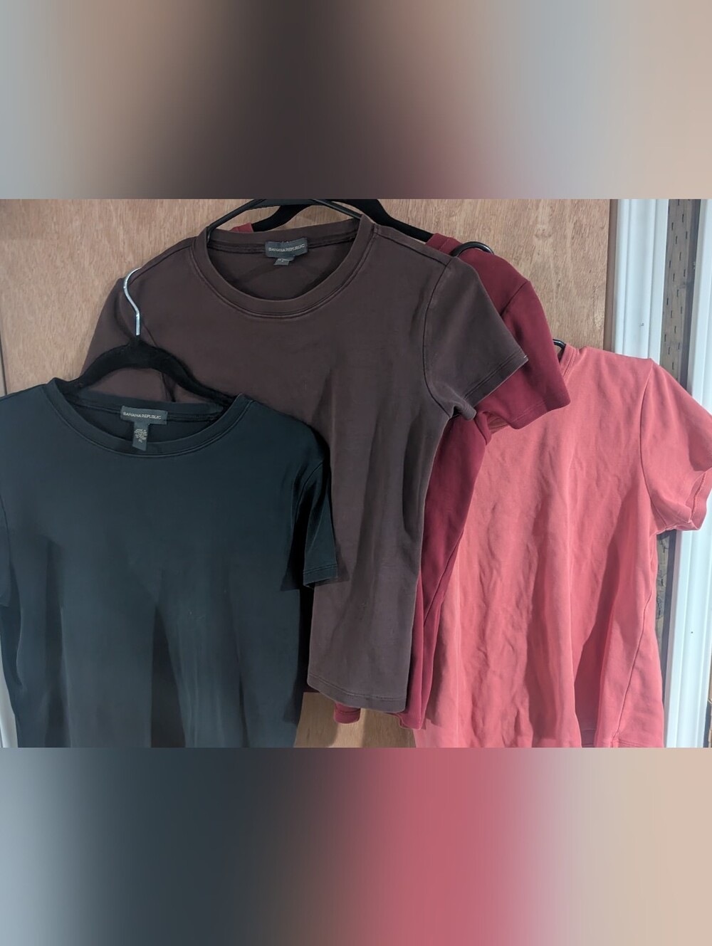4 - Banana Republic Basic Crewneck Tee - Black, Brown, Burgundy, Dusty Rose